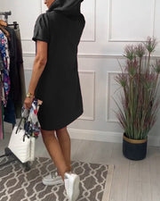 Mia | Freizeitkleid mit kurzem Arm und lässigem Schnitt – Schwarz