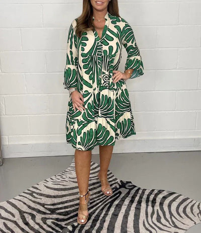 Fenella bedrucktes Kleid mit V-Ausschnitt