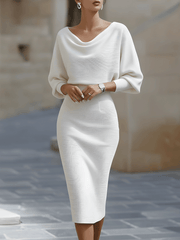 Bellisara - Drapiertes Midikleid – Weiß