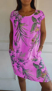 Tatiana - Leichtes Sommerkleid mit Print für Damen – Rosa