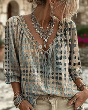 Bevelyn - Soft-Touch-Bluse mit Polka-Dots – Blau