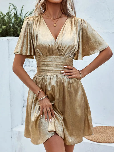 Damen-Schimmer-Mini-Kleid