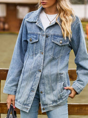 Lidi - Button Down Jeansjacke aus gewaschenem Denim – Medium