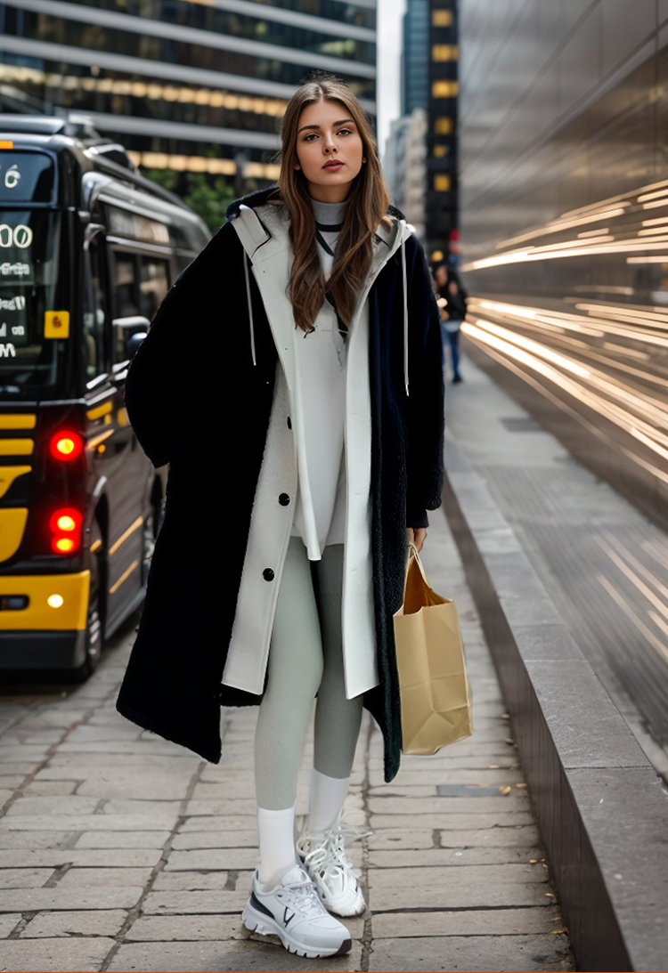 Marisol - Stilvolle Kapuzenjacke mit Zweifarbdesign & Knopfverschluss