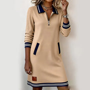 Caelyn - Soft-Touch-Polokleid mit Viertelreißverschluss – Khaki