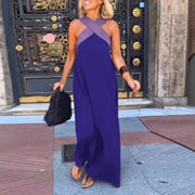 Ärmelloses Maxikleid für Damen mit gekreuztem Rücken – Blau