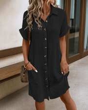 Romy | Bequemes Kleid mit stilvoller Silhouette – Schwarz