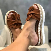 Nadine | Damen Frühlings Schleifen Slip-On Sandalen – Dunkelbraun