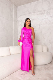 Sofia | Damen Maxikleid schulterfrei modern elegant – Lila
