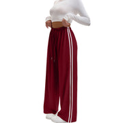 Adorielle - Sportliche gestreifte Wide-Leg-Hose – Burgunderrot