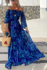 Yara™ - Romantisches Blumen-Maxikleid – Blau