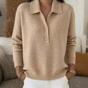 Marcellisse - Soft-Touch-Pullover mit V-Ausschnitt – Aprikose