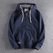 Max | Herren Zip-Hoodie Fleece Kapuzenpullover Casual – Marineblau
