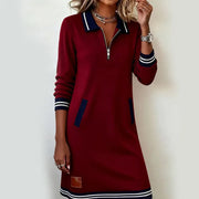 Caelyn - Soft-Touch-Polokleid mit Viertelreißverschluss – Rot