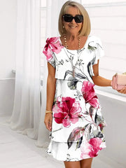 Mia- Blüten Damen Sommerkleid – Weiß
