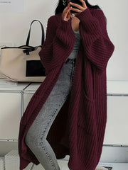 Rosalienne - Weichgriffiger Longcardigan – Dunkelrot