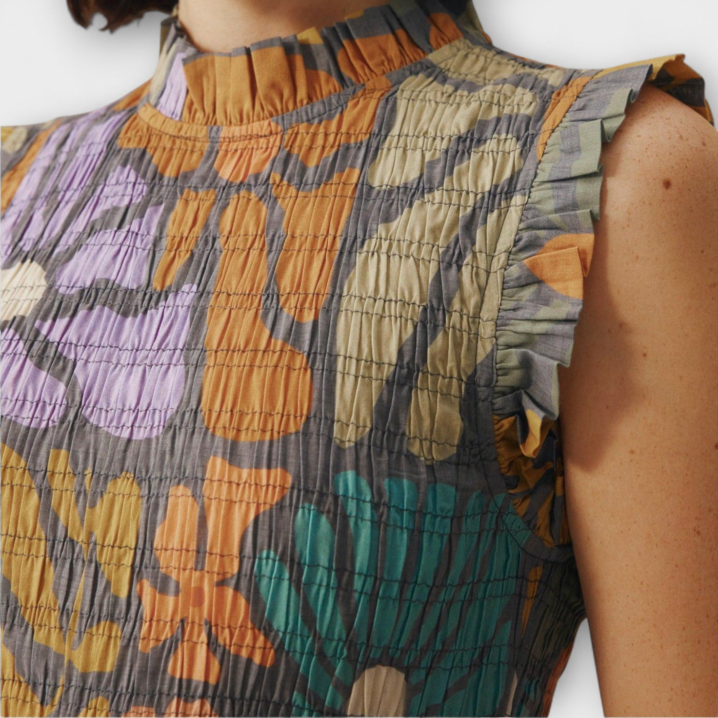 Mehrfarbiges Botanisches Midi Kleid