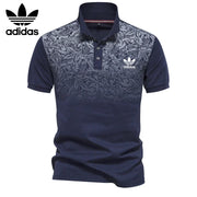 Herren-Poloshirt mit Blumenakzent – Marineblau