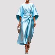 Kay - Stilvolles Wickel-Midikleid – Hellblau