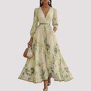 Leah - Midikleid mit Blumenprint und langen Ärmeln – Gelb
