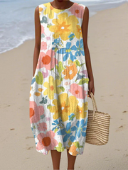 Ella™ Pastellblumen-Midikleid – Mehrfarbig