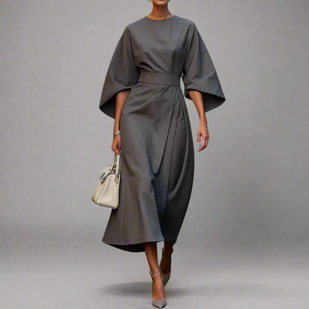 Veronike | Elegantes Kleid mit Laternenärmeln und Gürtel