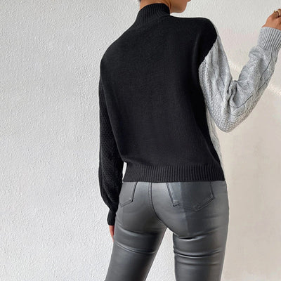 Pullover mit Strukturmix | Asymmetrisches Design | Moderner Kontrastlook