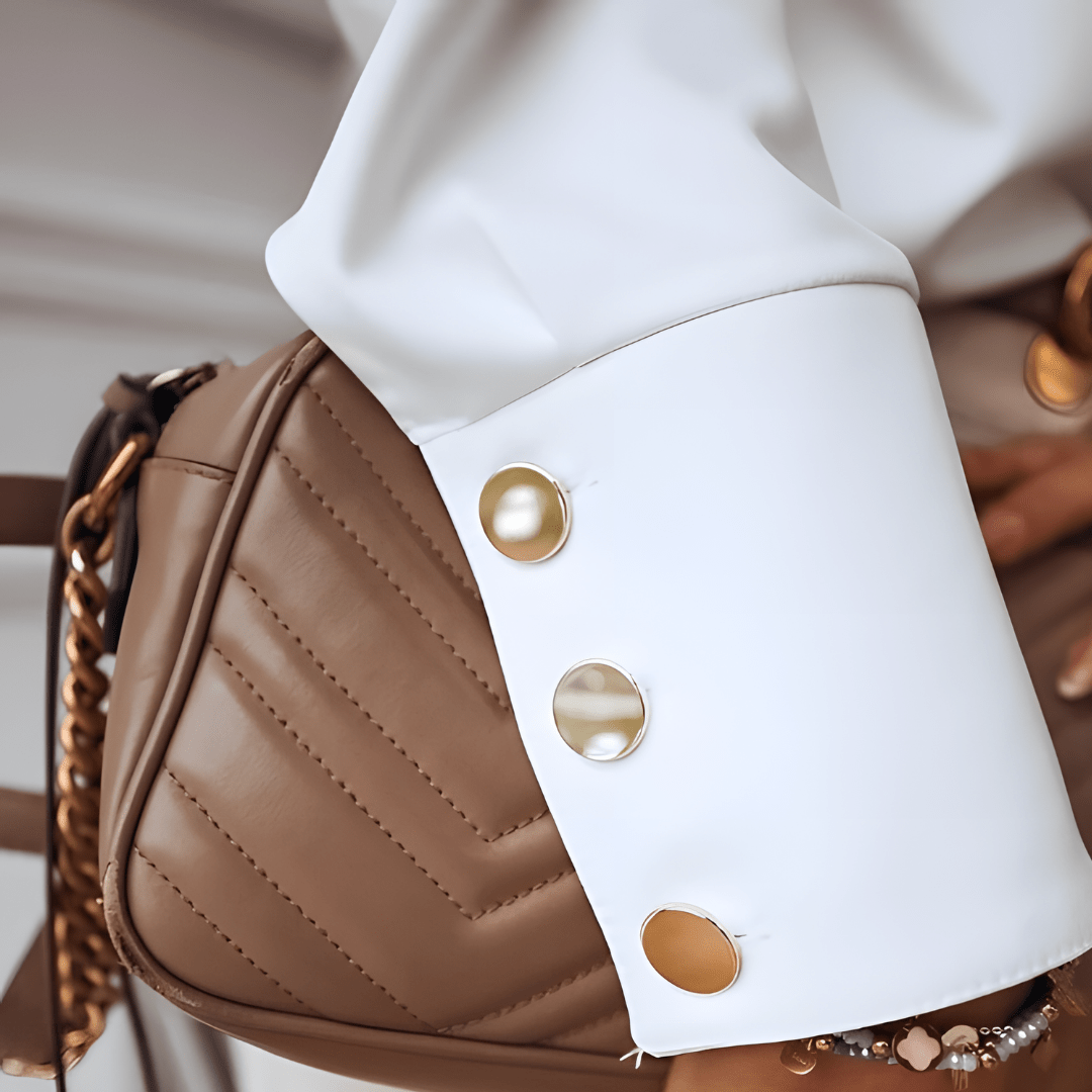 Bluse mit asymmetrischer Knopfleiste | Stehkragen | Elegante Manschetten