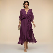 Sommerfeld | Fließendes Midikleid mit V-Ausschnitt – Violett