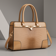 Aeryn - Strukturierte Handtasche mit Krokoprägung – Braun