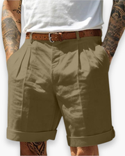 Leon | Herren Chino Shorts Pleated Bermuda Sommerhose Herren – Olivgrün