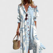 Boho-Kleid für Damen mit Print – Himmelblau