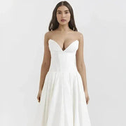 Trägerloses Korsett-Midi-Kleid für Damen – Weiß Laarni