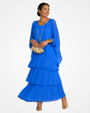 Sylvia - Fließendes Soft-Touch-Maxikleid – Blau