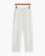 Jose | Loose Fit Sommer Leinenhose mit Kordelzug – Weiß