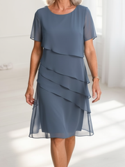 Linda™ - Elegantes Komfort-Rüschenkleid – Blau