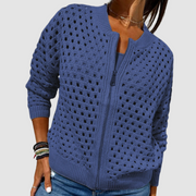 Kaelina - Weiche Strickjacke mit Reißverschluss – Blau