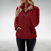 Zafrielle - Softtouch-Jacke mit durchgehendem Reißverschluss – Rot