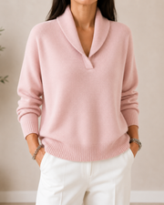 Amandina - Extraweicher V-Ausschnitt-Pullover – Pink