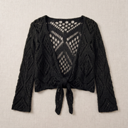 Aravelle - Offener Strick-Cardigan – Schwarz