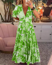 Emma - Damen Maxikleid mit Blumenmotiv – Hellgrün