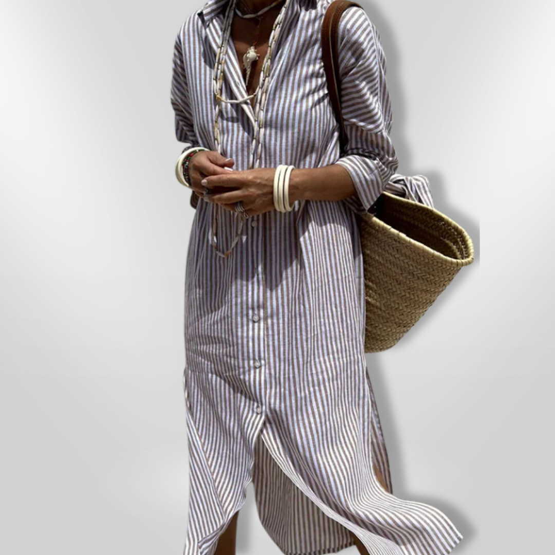Selina | Modisches gestreiftes Hemdkleid für Frauen