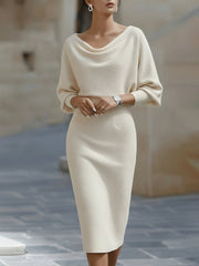Bellisara - Drapiertes Midikleid – Beige