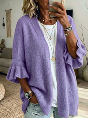 Acelynn - Weicher Cardigan mit Rüschenärmeln – Lila