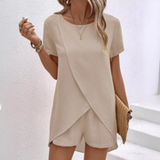 Arabesca - Mehrlagiges asymmetrisches Loungewear-Set – Aprikose