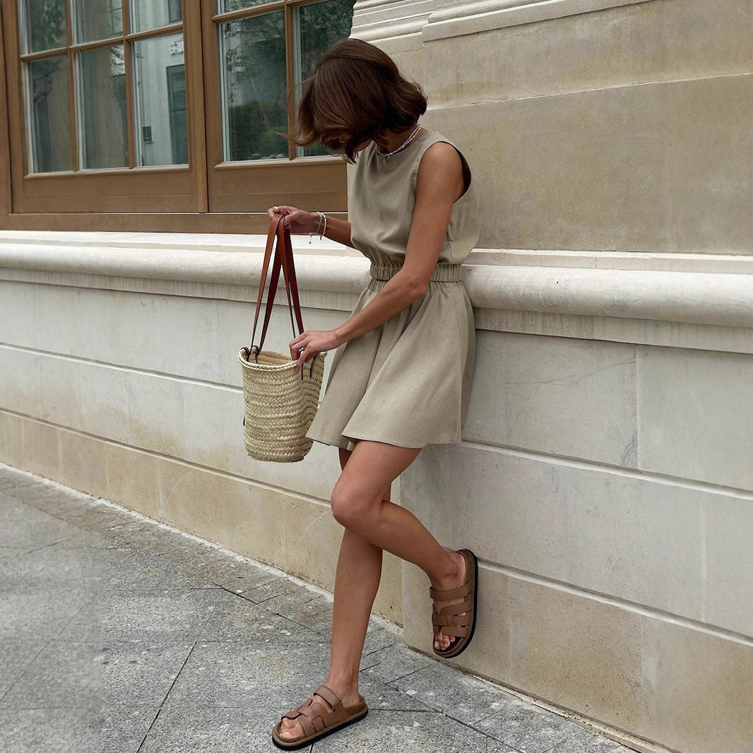 Kassy | Lässiges Ensemble Kurzer Rock aus Baumwolle und Leinen