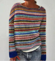 Sophie | Entspannter Strickpullover mit Rundhalsausschnitt – Regenbogen