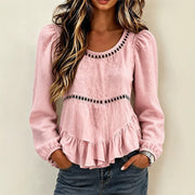 Genevelle - Bluse mit weichem Griff und Rüschen – Pink