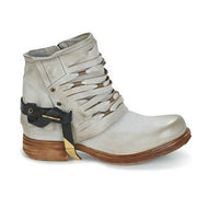 Retro Stiefeletten mit Blockabsatz und Reißverschluss – Grau