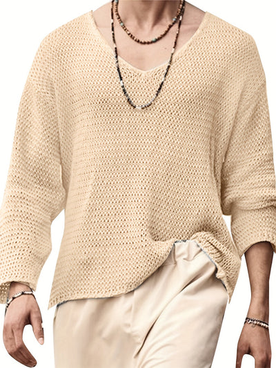 Gestricktes Herrenoberteil mit V-Ausschnitt und langen Ärmeln – Eliott